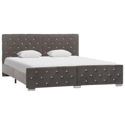 Ziaphsol Elegantes Bettgestell Grau Samt 160x200 cm, Robustes Plattformbett mit Metallfüßen, Pflegeleichter Stoff für Schlafzimmer Möbel Ziaphsol Elegantes Bettgestell Grau Samt 160x200 cm, Robustes Plattformbett mit Metallfüßen, Pflegeleichter Stoff für Schlafzimmer Möbel von Ziaphsol