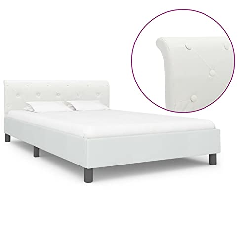 Ziaphsol Elegantes Bettgestell Weiß 140x200 cm, Robustes Kunstleder Einzelbett mit stabilem Holzrahmen, langlebiges Plattformbett für Schlafzimmer, pflegeleicht Ziaphsol Elegantes Bettgestell Weiß 140x200 cm, Robustes Kunstleder Einzelbett mit stabilem Holzrahmen, langlebiges Plattformbett für Schlafzimmer, pflegeleicht von Ziaphsol