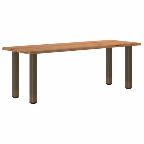 Ziaphsol Esstisch 220x80x74 cm Massivholz Eiche mit Baumkanten, Hellbraun Natur Design Esszimmertisch, Küchentisch Robust Langlebig, Verstellbare Nivellierfüße für Familien, Hohe Stabilität von Ziaphsol