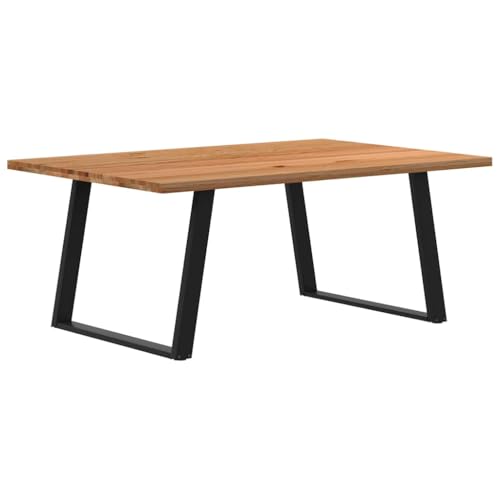 Ziaphsol Esstisch Hellbraun 180x120x74 cm, Massivholz Eiche, Rechteckig, mit U-förmigen Stahlbeinen, robuste Esszimmer-Tafel für Familien und Freunde von Ziaphsol
