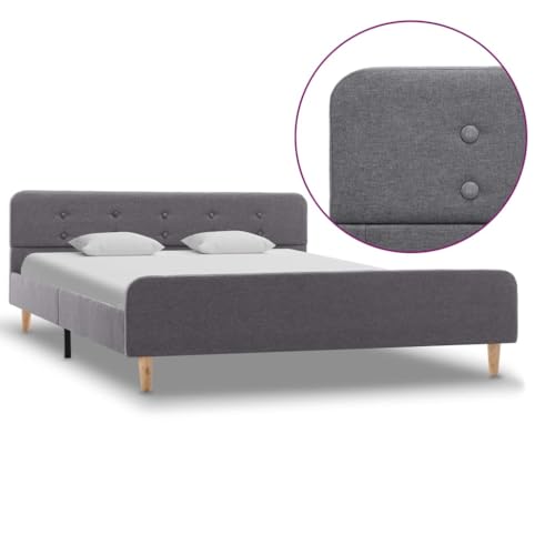 Ziaphsol Hellgraues Bettgestell aus Stoff, 140x200 cm, Robustes Plattform Bett für Schlafzimmer, modernes Design, langlebige Konstruktion von Ziaphsol
