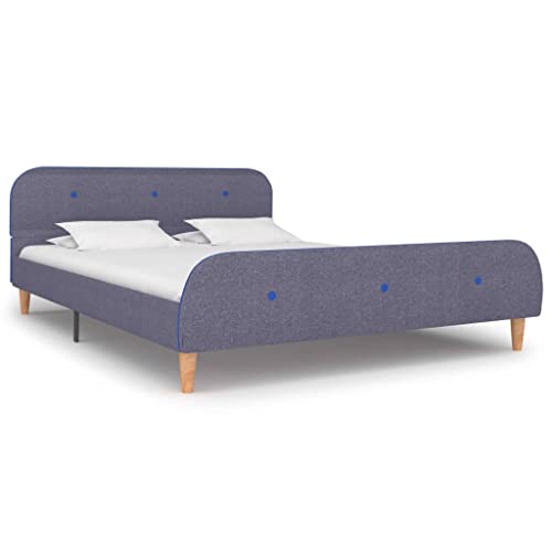 Ziaphsol Hellgraues Stoff-Bettgestell 140x200 cm, Robustes Plattform-Bett für Schlafzimmer, Elegantes Möbelstück mit Holzbeinen, einfacher Aufbau, langlebiges Design von Ziaphsol
