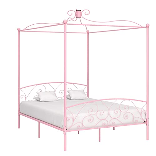 Ziaphsol Himmelbett-Gestell, Rosa Metall, 160x200cm, Robustes Bettgestell mit Lattenrost, Elegantes Design für Schlafzimmer-Möbel, langlebiger Bettrahmen Ziaphsol Himmelbett-Gestell, Rosa Metall, 160x200cm, Robustes Bettgestell mit Lattenrost, Elegantes Design für Schlafzimmer-Möbel, langlebiger Bettrahmen von Ziaphsol