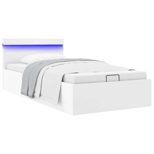 Ziaphsol Hydraulisches Kunstleder-Bettgestell Weiß 100x200 cm mit LED-Beleuchtung, integriertem Bettkasten, stabilem Stahlrahmen und einfach zu bedienendem Gasfedermechanismus für Schlafzimmer Ziaphsol Hydraulisches Kunstleder-Bettgestell Weiß 100x200 cm mit LED-Beleuchtung, integriertem Bettkasten, stabilem Stahlrahmen und einfach zu bedienendem Gasfedermechanismus für Schlafzimmer von Ziaphsol