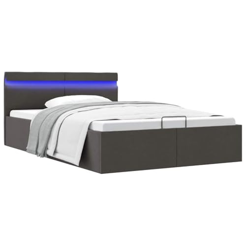 Ziaphsol Hydraulisches Polsterbett Dunkelgrau Stoff 140x200 cm mit LED Beleuchtung, Bettkasten & Gasdruckfeder, Modernes Stauraumbett für Schlafzimmer von Ziaphsol