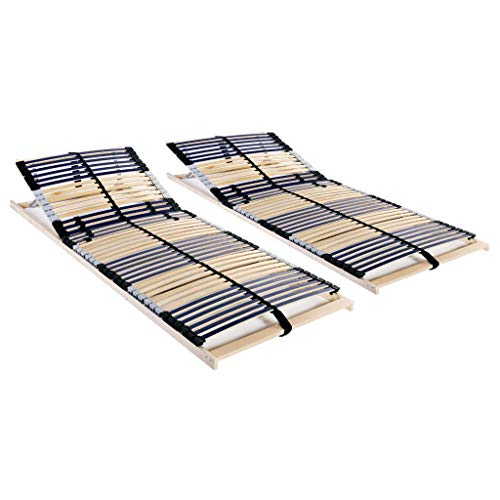 Ziaphsol Lattenroste 2er Set, 7 Zonen, 42 Birkenholz-Latten, 90x200 cm, Verstellbarer Kopf- und Fußteil, Stabiler Buchenholzrahmen für Betten von Ziaphsol