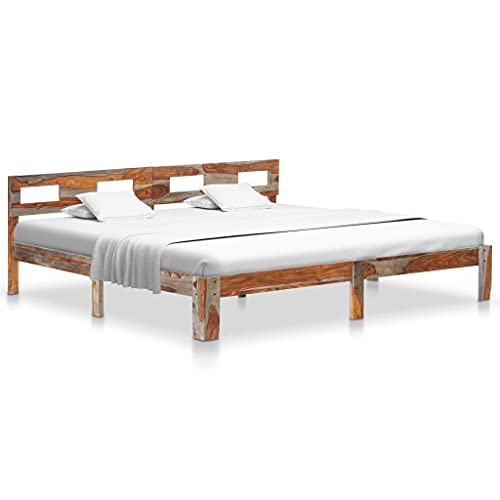 Ziaphsol Massives Holzbettgestell 200x200 cm, Grau lackiert, Robustes Doppelbett für Schlafzimmer, Elegantes Plattformbett ohne Matratze oder Lattenrost, Langlebiges Möbelstück von Ziaphsol