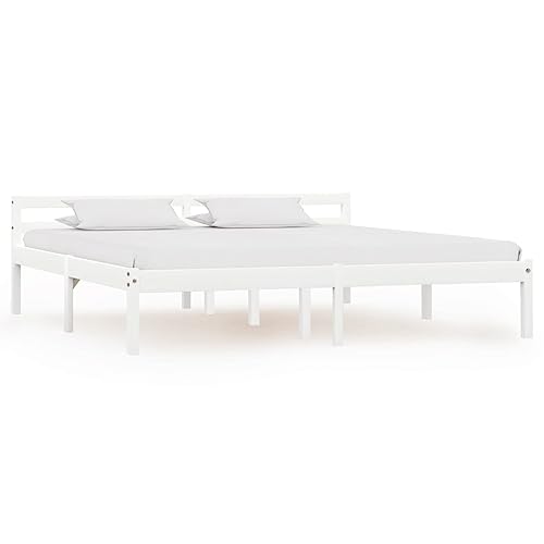 Ziaphsol Massivholzbett Kiefer Weiß 160x200 cm, robuster Bettrahmen für Schlafzimmer, einfaches Plattformbett, modernes Design Möbel von Ziaphsol