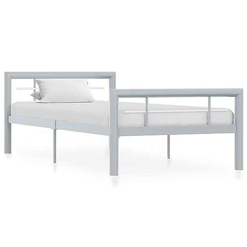 Ziaphsol Metall Bettgestell Grau-Weiß 90x200 cm, Stabiler Bettrahmen mit Lattenrost, langlebiges Einzelbett für Schlafzimmer, Elegantes Design für erholsamen Schlaf Ziaphsol Metall Bettgestell Grau-Weiß 90x200 cm, Stabiler Bettrahmen mit Lattenrost, langlebiges Einzelbett für Schlafzimmer, Elegantes Design für erholsamen Schlaf von Ziaphsol