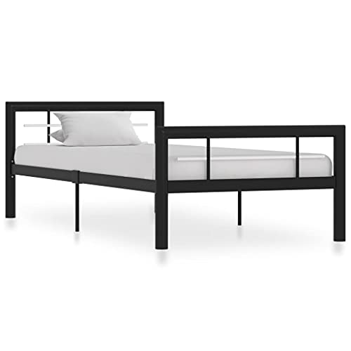 Ziaphsol Metall Bettgestell Schwarz Weiß 100x200 cm, Robustes Plattformbett mit Lattenrost, Elegantes Schlafzimmer Möbel, Langlebiges Design für erholsamen Schlaf Ziaphsol Metall Bettgestell Schwarz Weiß 100x200 cm, Robustes Plattformbett mit Lattenrost, Elegantes Schlafzimmer Möbel, Langlebiges Design für erholsamen Schlaf von Ziaphsol