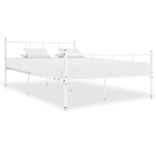 Ziaphsol Metall Bettgestell Weiß 120x200 cm, Robustes Plattformbett mit Lattenrost für Schlafzimmer, Stabiler Bettrahmen für Erwachsene und Jugendliche von Ziaphsol