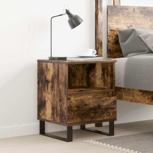Ziaphsol Nachttisch Räuchereiche 40x35x50 cm, moderner Night Stand mit Schublade, Stabiler Bedside Table für Wohnzimmer und Schlafzimmer von Ziaphsol