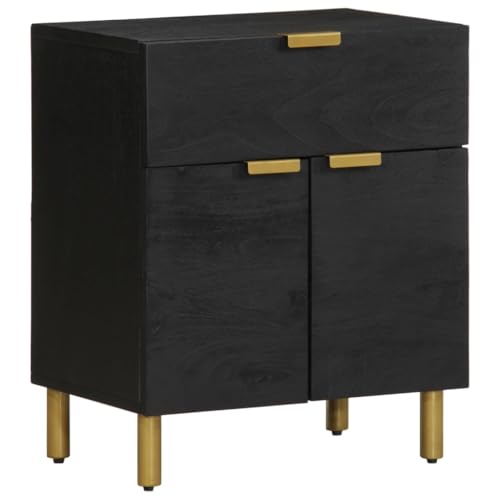 Ziaphsol Nachttisch Schwarz 50x33x60 cm, eleganter Nachttisch mit Schublade und Tür für Schlafzimmer, Wohnzimmer, Büro, Side Table von Ziaphsol