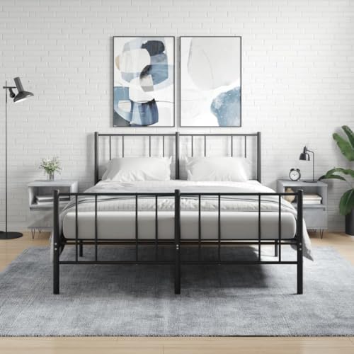 Ziaphsol Nachttisch-Set, 2 Stück, Betongrau, 40x35x50 cm, aus langlebigem Holzwerkstoff, ideal als Beistelltisch im Schlafzimmer. von Ziaphsol