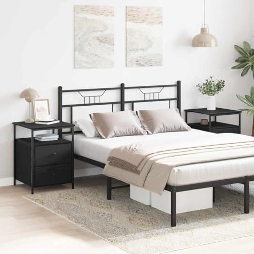 Ziaphsol Nachttisch-Set, modernes Design, Eiche Schwarz, 44x45x60 cm, Holzwerkstoff, ideal für Schlafzimmer, 2er-Pack, robuster Beistelltisch von Ziaphsol