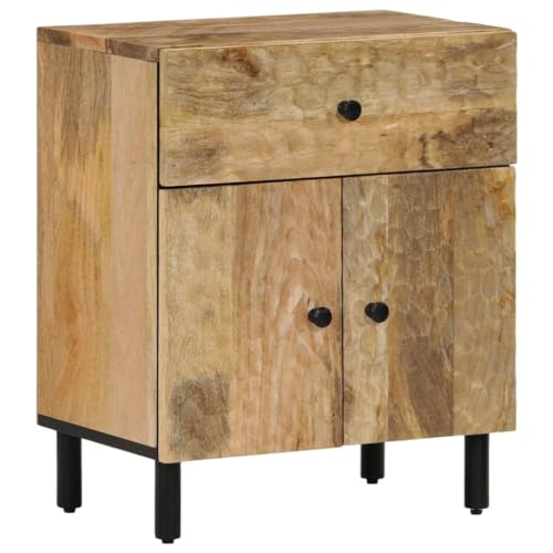 Ziaphsol Nachttisch aus massivem Mangoholz 50x33x60 cm, Stabiler Beistelltisch mit 1 Schublade und 2 Türen, ideal für Schlafzimmer und Wohnzimmer. Ziaphsol Nachttisch aus massivem Mangoholz 50x33x60 cm, Stabiler Beistelltisch mit 1 Schublade und 2 Türen, ideal für Schlafzimmer und Wohnzimmer. von Ziaphsol