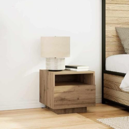 Ziaphsol Nachttisch mit LED-Leuchten, 2er-Set, Artisan Eiche, 40x39x37 cm, moderner Night Stand für Schlafzimmer, Stabiler Side Table Ziaphsol Nachttisch mit LED-Leuchten, 2er-Set, Artisan Eiche, 40x39x37 cm, moderner Night Stand für Schlafzimmer, Stabiler Side Table von Ziaphsol