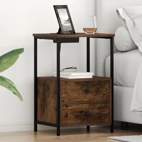 Ziaphsol Nachttisch mit Ladestation, 2er-Set, Räuchereiche Holzwerkstoff, 40x31x60 cm, moderner Beistelltisch für Schlafzimmer Ziaphsol Nachttisch mit Ladestation, 2er-Set, Räuchereiche Holzwerkstoff, 40x31x60 cm, moderner Beistelltisch für Schlafzimmer von Ziaphsol
