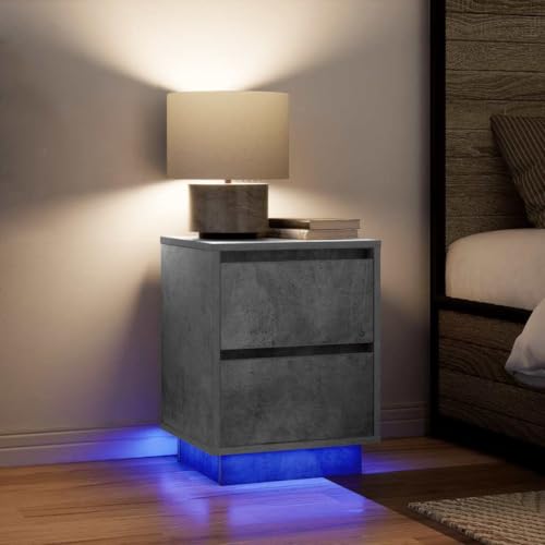 Ziaphsol Nachttische, 2er-Set, 38x34x50 cm, Betongrau, mit RGB-LED-Beleuchtung, für Schlafzimmer, Wohnzimmer, Beistelltisch-Nachtschrank Ziaphsol Nachttische, 2er-Set, 38x34x50 cm, Betongrau, mit RGB-LED-Beleuchtung, für Schlafzimmer, Wohnzimmer, Beistelltisch-Nachtschrank von Ziaphsol