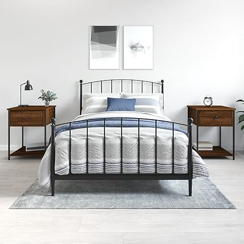 Ziaphsol Nachttische, 2er-Set, Braun Eichen-Optik, 44x45x58 cm, Robustes Holzwerkstoff-Design, ideal als Beistelltisch für Schlafzimmer von Ziaphsol