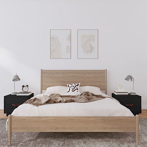 Ziaphsol Nachttische 2 STK. Schwarz 40x34x35 cm Massivholz Kiefer, mit Schublade für Schlafzimmer, Wohnzimmer und Flur, vielseitig als Beistelltisch nutzbar von Ziaphsol