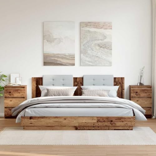 Ziaphsol Nachttische 2er-Set, 40x35x62,5 cm, Altholz-Optik Holzwerkstoff, langlebige Night Stands für Schlafzimmer, praktischer Stauraum von Ziaphsol