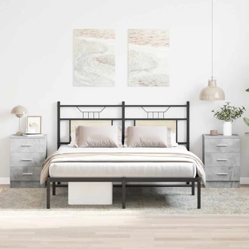 Ziaphsol Nachttische 2er Set, Betongrau, 38x35x56 cm, Robustes Holzwerkstoff, mit 3 leichtgängigen Schubladen, vielseitig als Couchtisch im Wohnzimmer nutzbar von Ziaphsol