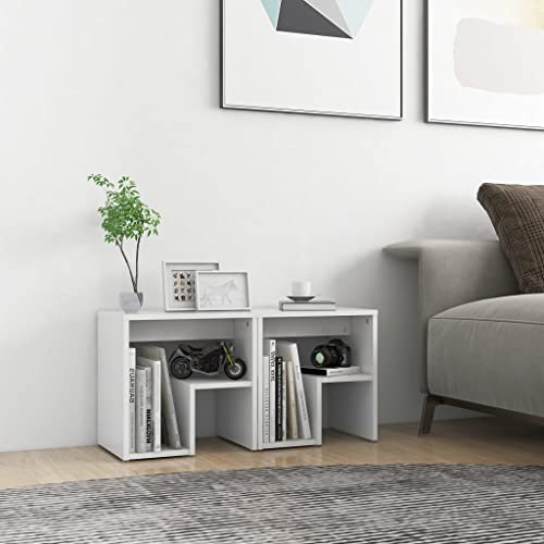 Ziaphsol Nachttische 2er Set, Elegante weiße Beistelltische für Schlafzimmer, praktische Nachtschränke aus Holzwerkstoff, 40x30x40 cm, ideal als Ablage neben dem Bett von Ziaphsol