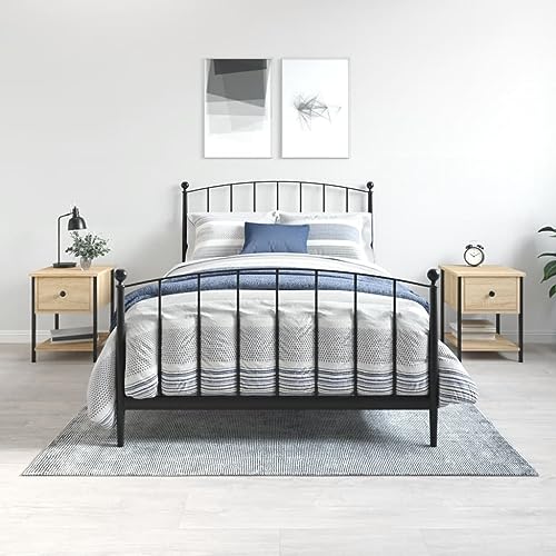Ziaphsol Nachttische 2er Set, Sonoma-Eiche Optik, 34x35,5x45 cm, robuste Ablage für Schlafzimmer, Wohnzimmer, Büro, Elegantes Design von Ziaphsol