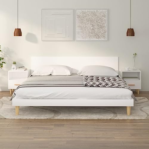 Ziaphsol Nachttische 2er Set, skandinavisches Design, 40x35x47 cm, mit Schublade, robustem Holzwerkstoff und Eukalyptusbeinen für Schlafzimmer oder Wohnzimmer von Ziaphsol