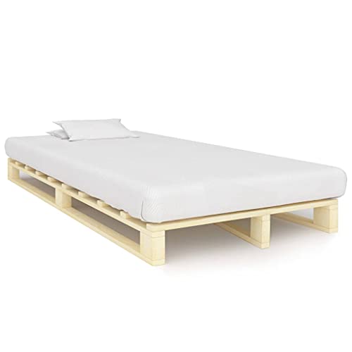 Ziaphsol Palettenbett Massivholz Kiefer 120x200 cm, robuster Bettrahmen Natur, langlebiges Bettgestell für Schlafzimmer, einfaches Möbel Bed Frame von Ziaphsol