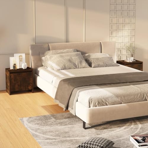 Ziaphsol Rauchgraue Nachttische 2er Set, 45x34x44,5 cm, aus langlebigem Holzwerkstoff, ideal als Bett-Beistelltisch für Schlafzimmer und Wohnzimmer, bietet viel Stauraum Ziaphsol Rauchgraue Nachttische 2er Set, 45x34x44,5 cm, aus langlebigem Holzwerkstoff, ideal als Bett-Beistelltisch für Schlafzimmer und Wohnzimmer, bietet viel Stauraum von Ziaphsol