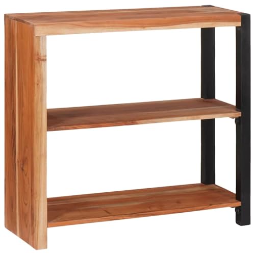 Ziaphsol Regal Braun Massivholz Akazie 80 x 30 x 75 cm, Freistehendes Bücherregal mit 2 Ablagen, Modernes Design für Wohnzimmer, Robuste Aufbewahrung von Ziaphsol
