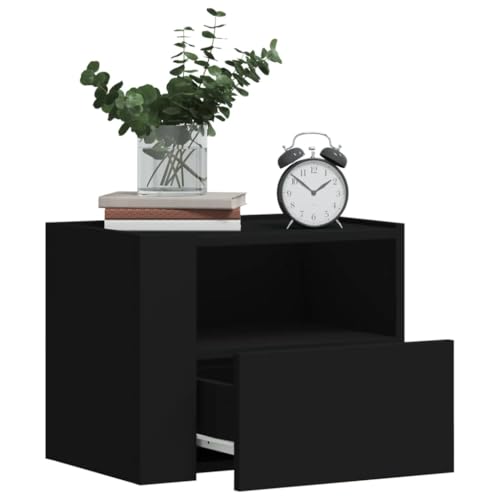 Ziaphsol Schwarze Wand-Nachttische, 2er-Set, modernes Design, schwebender Beistelltisch für Schlafzimmer, Wohnzimmer, mit Schublade, 45x30x35 cm von Ziaphsol
