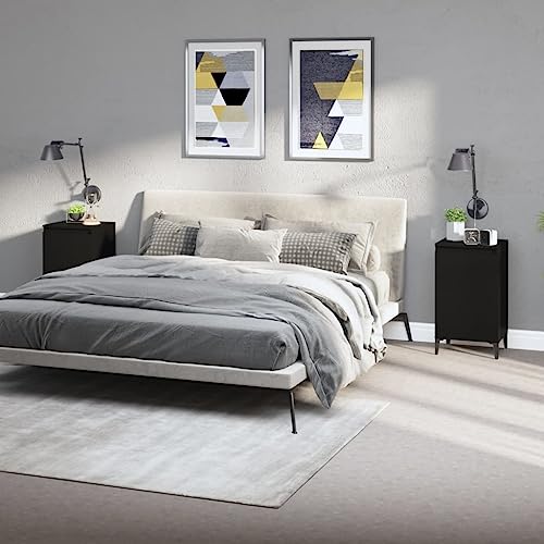Ziaphsol Schwarzer Nachtschrank, 2er-Set, 40x35x70 cm, mit Metallbeinen, Nachttisch für Schlafzimmer, Wohnzimmer, Beistelltisch zur Aufbewahrung Ziaphsol Schwarzer Nachtschrank, 2er-Set, 40x35x70 cm, mit Metallbeinen, Nachttisch für Schlafzimmer, Wohnzimmer, Beistelltisch zur Aufbewahrung von Ziaphsol