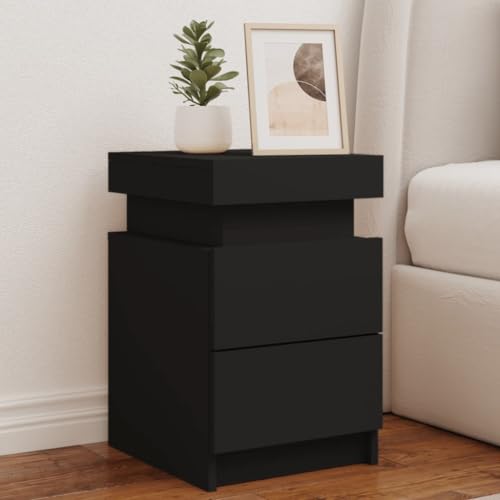 Ziaphsol Schwarzer Nachttisch 2er-Set, modernes Design mit einstellbaren RGB-LED-Leuchten, ideal für Schlafzimmer, 35x39x55 cm Beistelltisch. von Ziaphsol