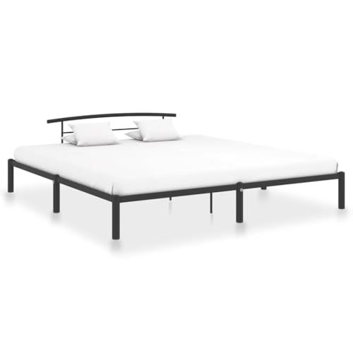 Ziaphsol Schwarzes Metall Bettgestell 200x200 cm, Robustes Doppelbett Rahmen mit Metalllatten, stabile Unterstützung für Schlafzimmer Möbel, einfache Montage, langlebiges Plattformbett von Ziaphsol