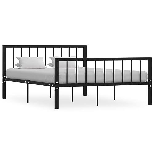 Ziaphsol Schwarzes Metallbettgestell 140x200 cm, Robustes Plattformbett mit Lattenrost für Schlafzimmer, Elegantes Design, Einfacher Aufbau von Ziaphsol