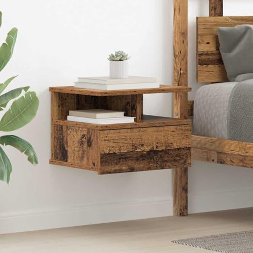Ziaphsol Schwebender Wand-Nachttisch aus Altholz 40x31x27 cm, moderner Beistelltisch für Schlafzimmer, praktischer Bettschrank mit Schublade Ziaphsol Schwebender Wand-Nachttisch aus Altholz 40x31x27 cm, moderner Beistelltisch für Schlafzimmer, praktischer Bettschrank mit Schublade von Ziaphsol