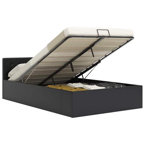 Ziaphsol Stauraumbett Hydraulisch Schwarz Kunstleder 120x200 cm, Modernes Doppelbett mit großem Bettkasten, Robustes Bettgestell für Schlafzimmer von Ziaphsol