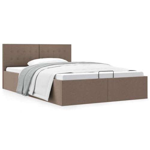 Ziaphsol Stauraumbett Hydraulisch Taupe Stoff 140x200 cm, Modernes Doppelbett mit großem Stauraum, Gasdruckfeder-Mechanismus, Robustes Schlafzimmermöbel aus MDF & Stahl von Ziaphsol