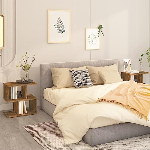 Ziaphsol Stilvoller Nachttisch 2er Set aus robustem Holzwerkstoff, 50x30x51,5 cm, Räuchereiche Finish, ideal als Beistelltisch oder Ablage im Schlafzimmer Ziaphsol Stilvoller Nachttisch 2er Set aus robustem Holzwerkstoff, 50x30x51,5 cm, Räuchereiche Finish, ideal als Beistelltisch oder Ablage im Schlafzimmer von Ziaphsol