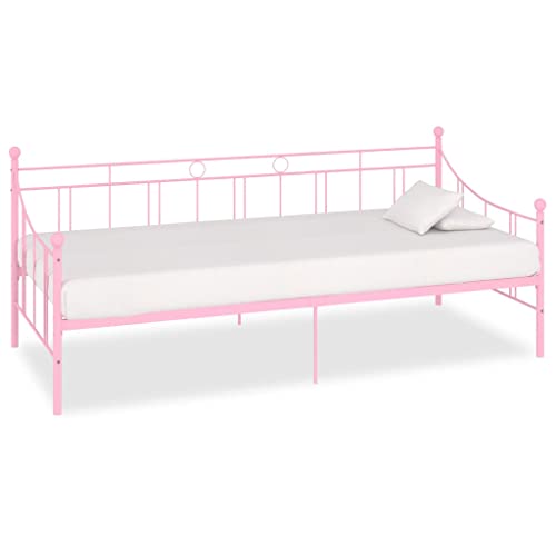 Ziaphsol Tagesbett-Rahmen aus stabilem Metall, Rosa, 90x200 cm, vielseitig nutzbar als Sofa oder Gästebett für Schlafzimmer und Wohnbereiche von Ziaphsol
