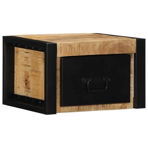 Ziaphsol Wandmontierter Nachttisch aus rauem Mangoholz, 2er-Set, 40x35x25 cm, Robustes Beistelltisch-Design, ideal für Schlafzimmer von Ziaphsol