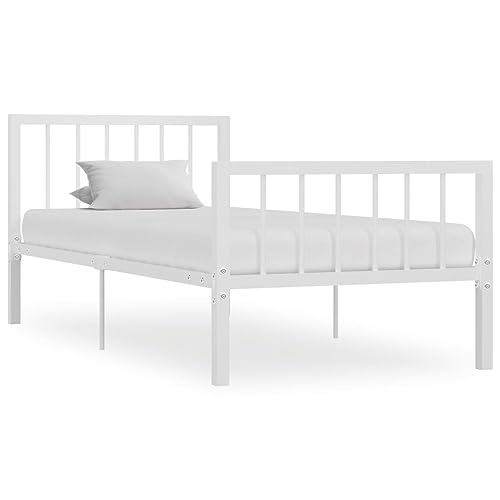 Ziaphsol Weißes Metall-Bettgestell 100 x 200 cm, Robustes Einzelbett für Schlafzimmer, klassisches Design, stabile Latten für erholsamen Schlaf Ziaphsol Weißes Metall-Bettgestell 100 x 200 cm, Robustes Einzelbett für Schlafzimmer, klassisches Design, stabile Latten für erholsamen Schlaf von Ziaphsol