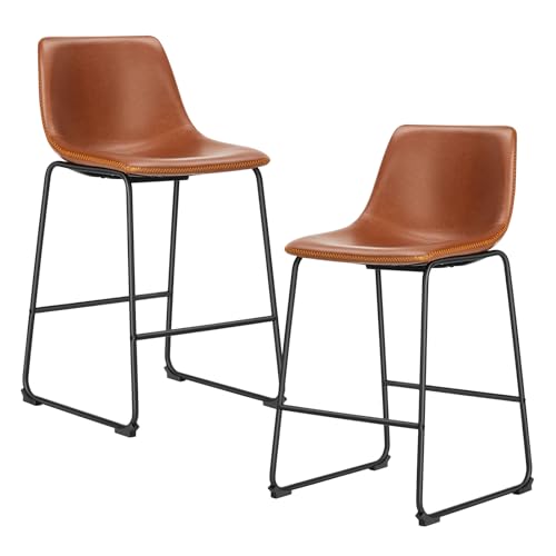 Barhocker 2er-Set, 66 cm Sitzhöhe, Thekenhöhe Barhocker mit Rückenlehne, moderne Kunstleder-Thekenhocker mit Metallbeinen und Fußstütze, armlose Esszimmerstühle für Kücheninsel, Haus und Bar Barhocker 2er-Set, 66 cm Sitzhöhe, Thekenhöhe Barhocker mit Rückenlehne, moderne Kunstleder-Thekenhocker mit Metallbeinen und Fußstütze, armlose Esszimmerstühle für Kücheninsel, Haus und Bar von Zibbizo