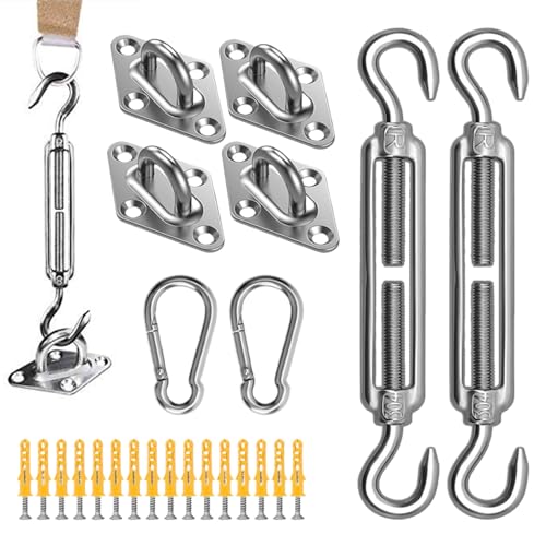 Zibeem Beschattungssegel Zubehör, Edelstahl Segelzubehör, Edelstahl Montageset Für Sonnenschutz Im Freien Terrasse Garten Boot Camping Pool von Zibeem