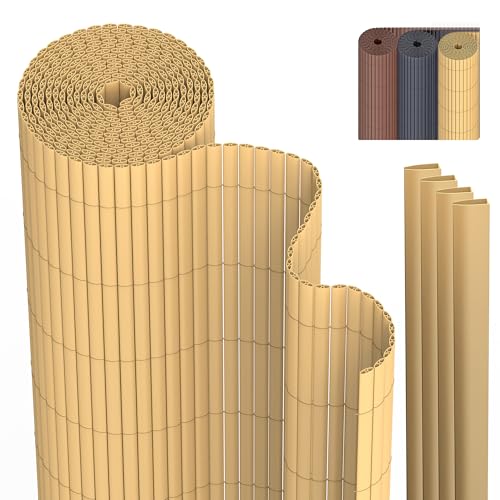 PVC Sichtschutzmatte Sichtschutzzaun 100 x 400 cm Privatsphäre Wetterfest für Garten, Balkon und Terrasse, Sichtschutz mit Strukturierte Oberfläche, Balkonumrandung mit Kabelbindern & Abdeckung von Zichaojia