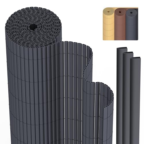 PVC Sichtschutzmatte Sichtschutzzaun 120 x 300 cm Privatsphäre Wetterfest für Garten, Balkon und Terrasse, Sichtschutz mit Strukturierte Oberfläche, Balkonumrandung mit Kabelbindern & Abdeckung von Zichaojia