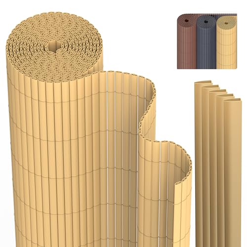 PVC Sichtschutzmatte Sichtschutzzaun 80 x 400 cm Privatsphäre Wetterfest für Garten, Balkon und Terrasse, Sichtschutz mit Strukturierte Oberfläche, Balkonumrandung mit Kabelbindern & Abdeckung von Zichaojia